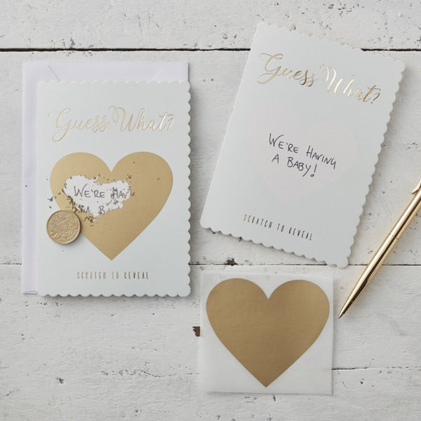 Mint &amp; Gold Guess What Scratch Greeting Cards - Scratch &amp; Reveal